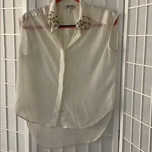 Sleeveless sheer button down